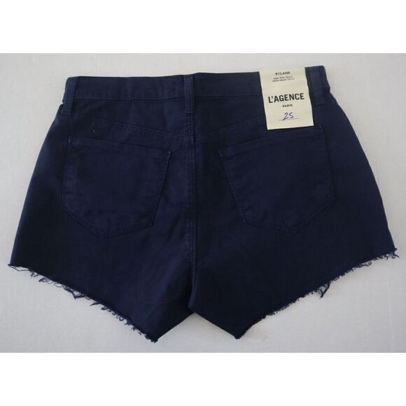 L'Agence Women's Sz 25 Blue Ryland High Rise Cut Off Shorts $225 - Picture 2 of 5
